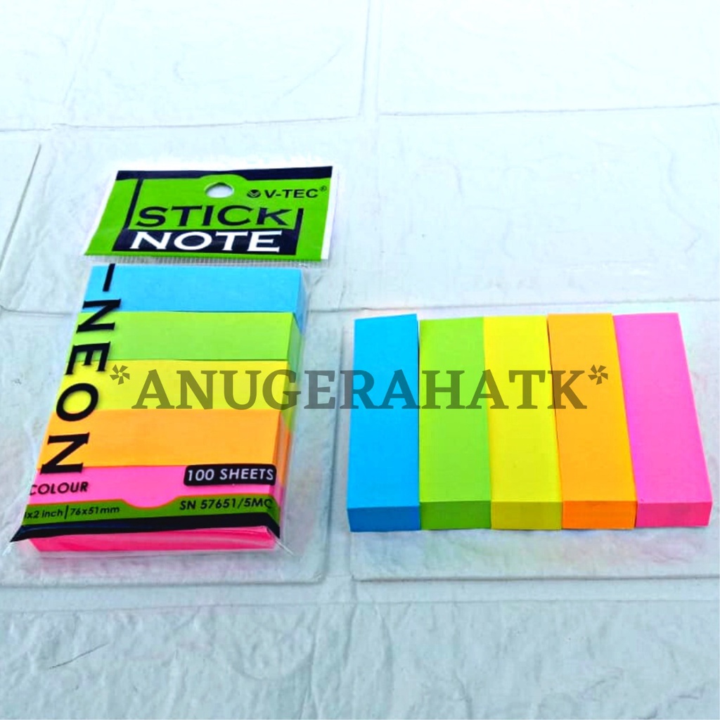 Post it Pembatas Stick Note V-tec Tanggung Ukuran 76 mm x 51 mm 5 CUT-1