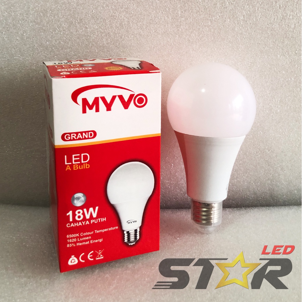 LAMPU MYVO Grand Bulb A LED 12 WATT 15 WATT 18 WATT 21 WATT LAMPU MURAH IRIT HEMAT ENERGI AWET TAHAN LAMA STAR LED