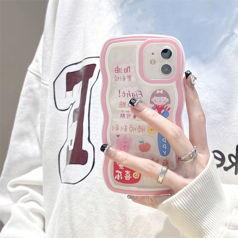 Soft Case Silikon TPU Transparan Motif Gadis Lucu Untuk iPhone 13 12 11 Pro Max X Xr Xs Max SE 8 7 6 6s Plus