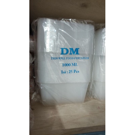 Thinwall DM Food Container 1000ML Kotak Bening 1000Ml