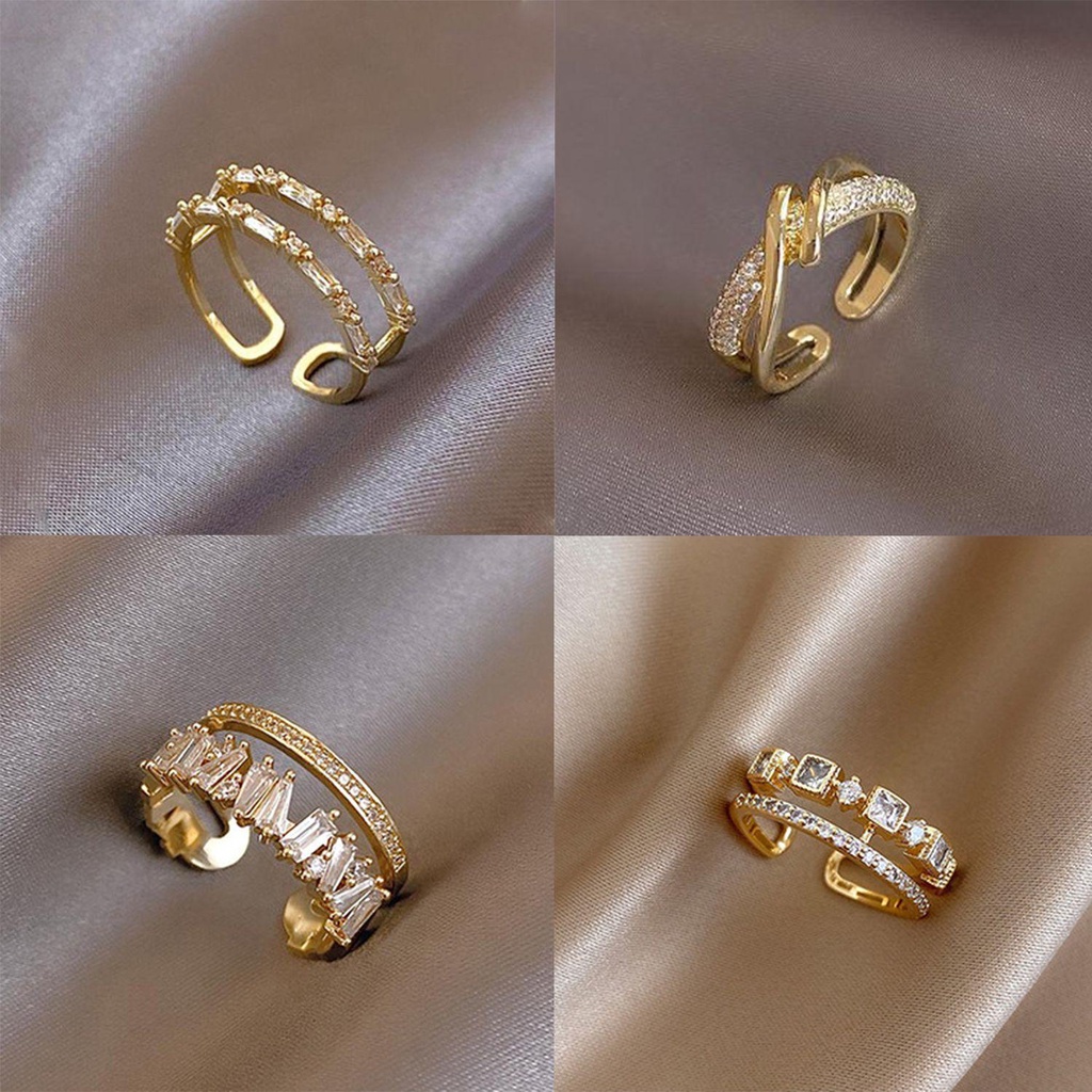 Lily Pembukaan Cincin Wanita Gadis Double Layer Gothic Mewah Cincin Jari Perhiasan