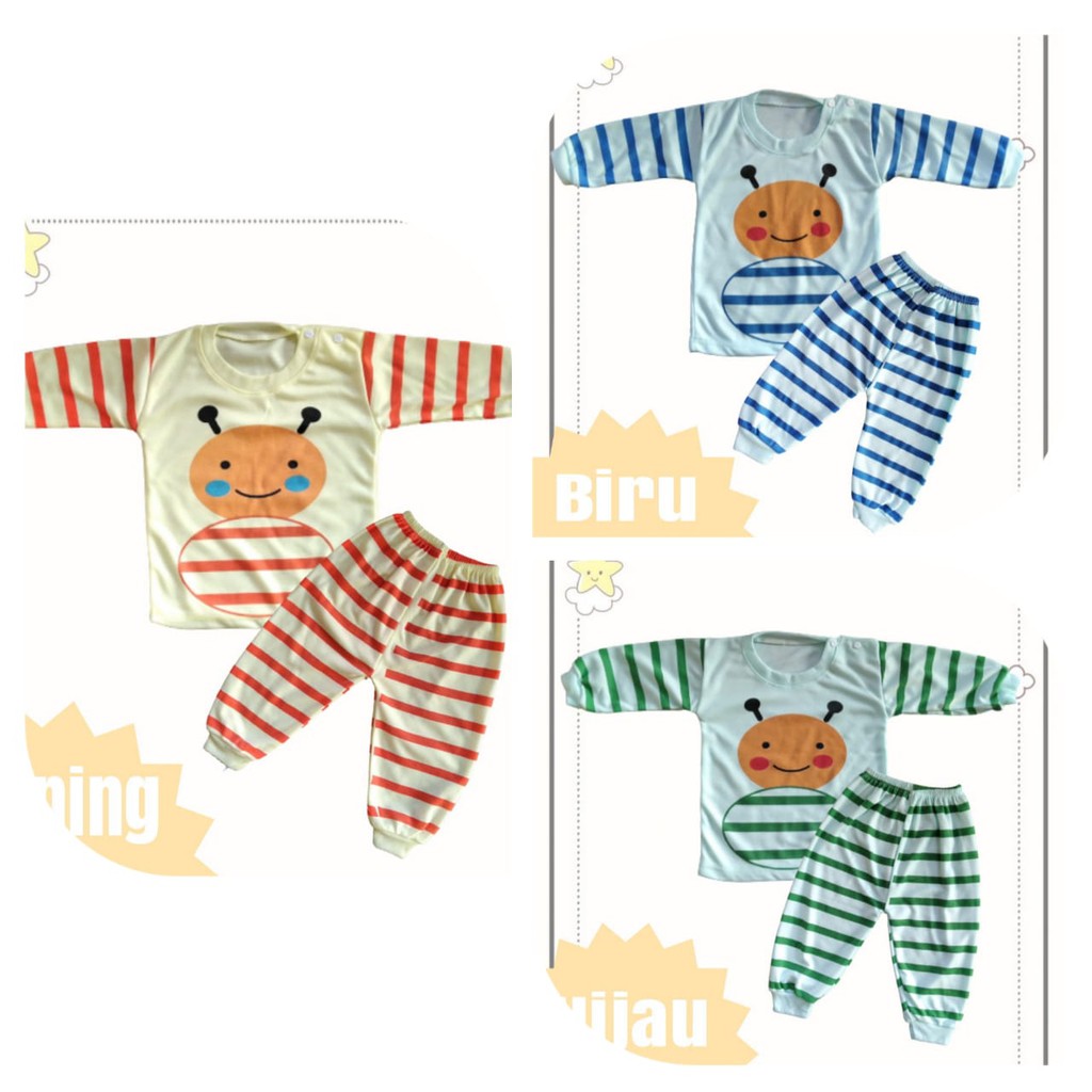 Setelan Piyama Bayi | Piyama Motif Tangan Panjang