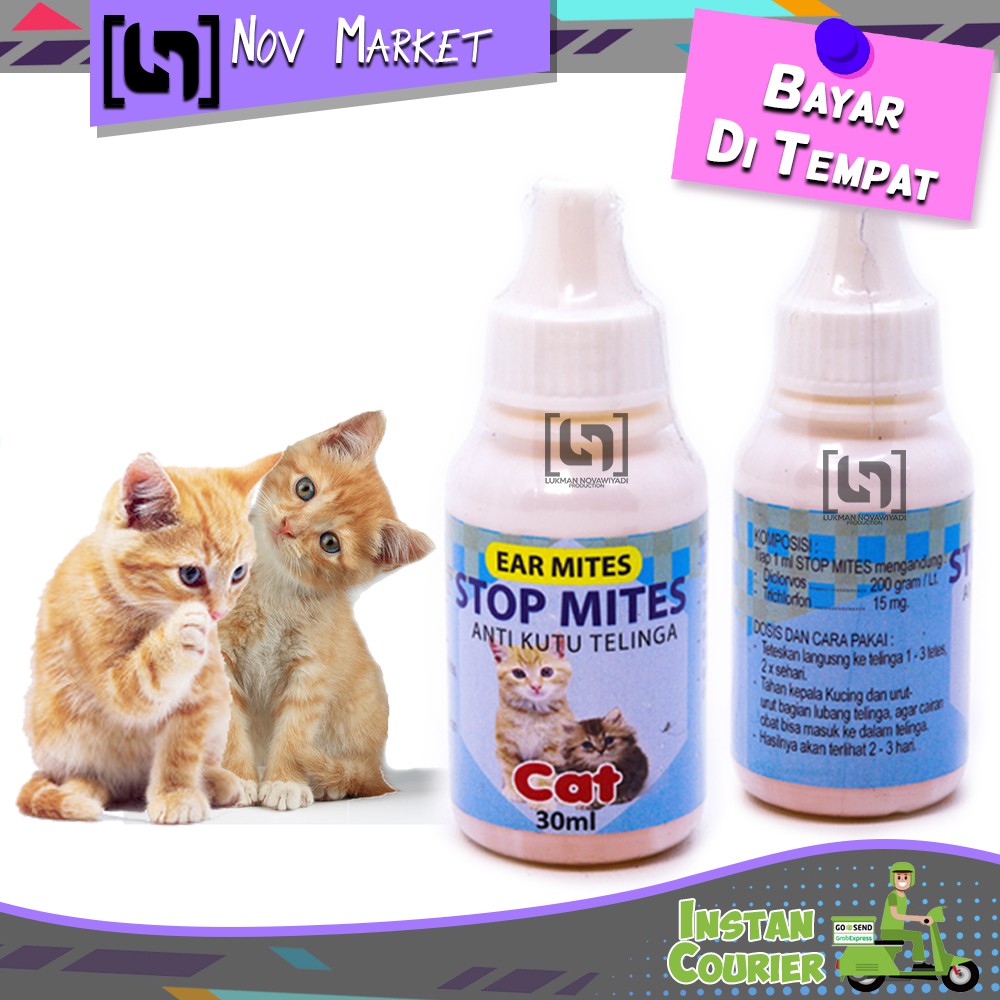 Obat Tetes Anti Kutu Telinga Kucing Kitten Adult STOP MITES 30ml