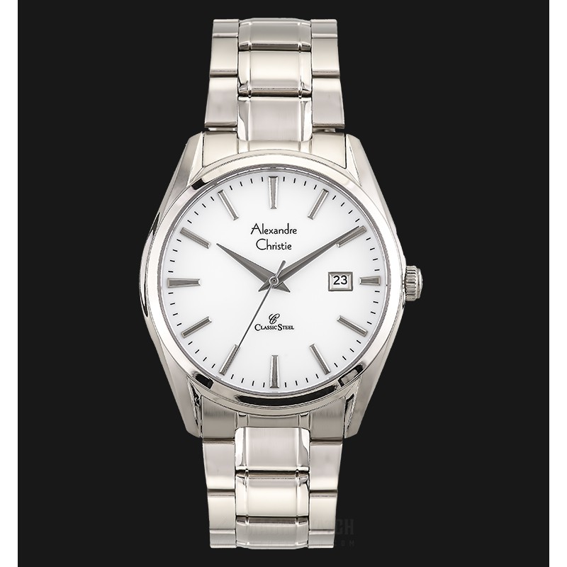 Alexandre Christie AC 8554 MD BCGSL Man White Dial Light Gold Stainless Steel Strap