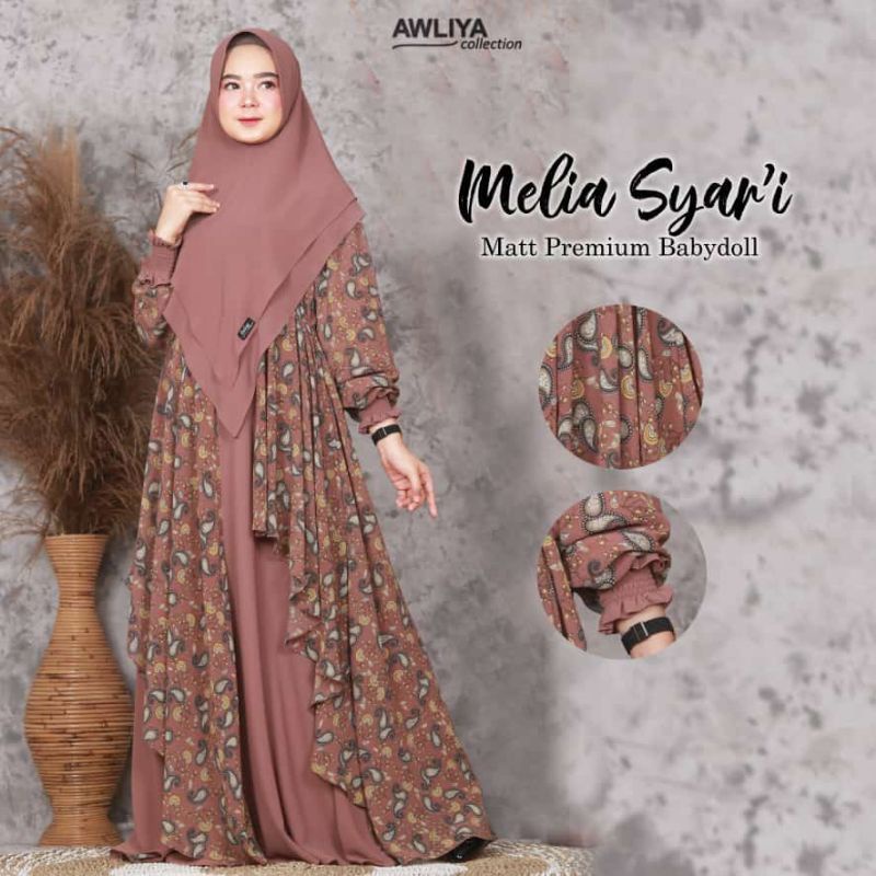 GAMIS SYAR'I MELIA SET ORI BY AWLIYA/GAMIS TERBARU/GAMIS BUSUI/GAMIS SET/GAMIS POLOS