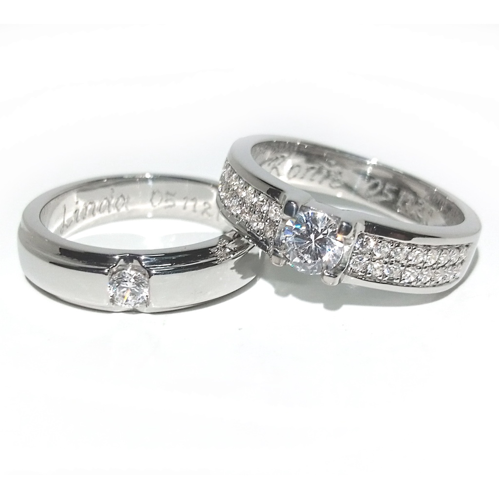 Cincin Kawin Platinum Couple Platina Asli Ukir Nama A144