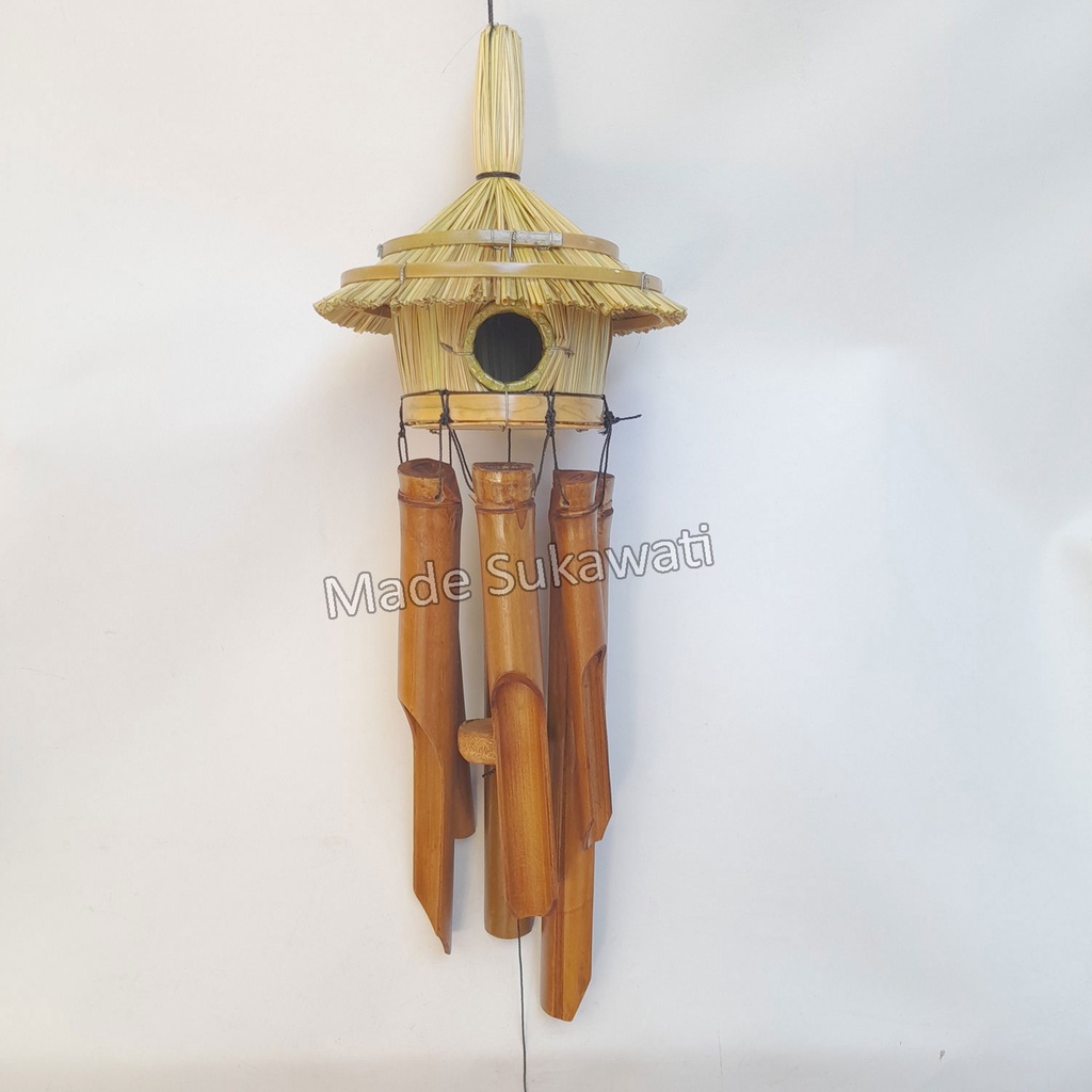 Lonceng bel wind chime bambu kerajinan tradisional windchimes bali variasi atap rumah burung