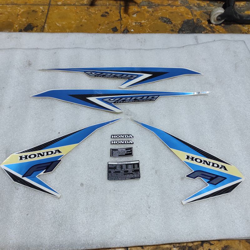 stiker stripping striping decal graphic Honda Vario techno 125 LED putih biru 2015 2016 ori original