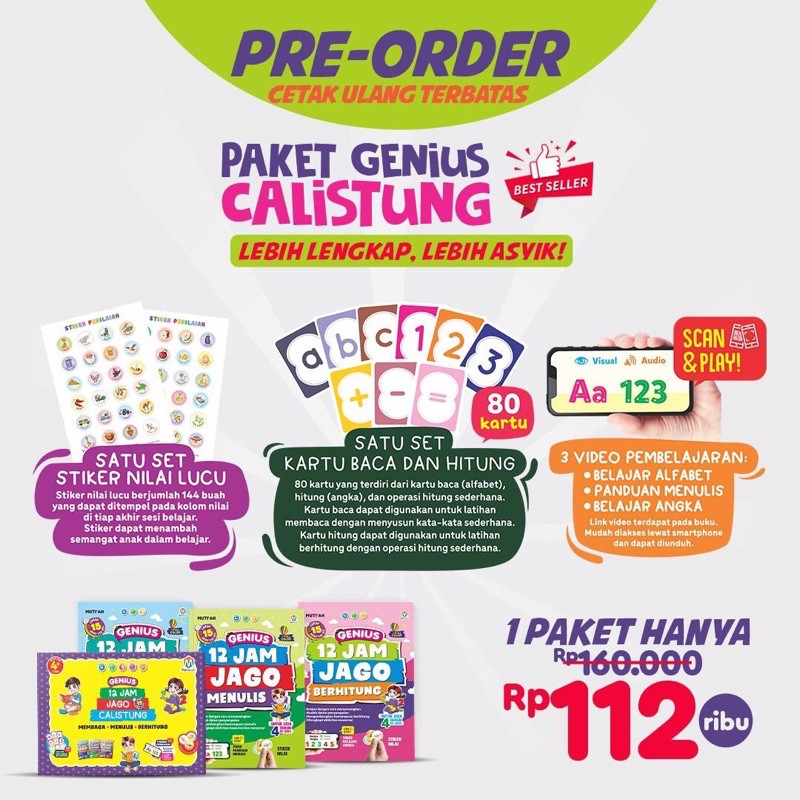 12 jam jago calistung / buku membaca tulis berhitung paud