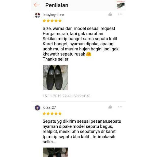 (COD) Sepatu Pantofel Karet Pria Levu Motif Polos