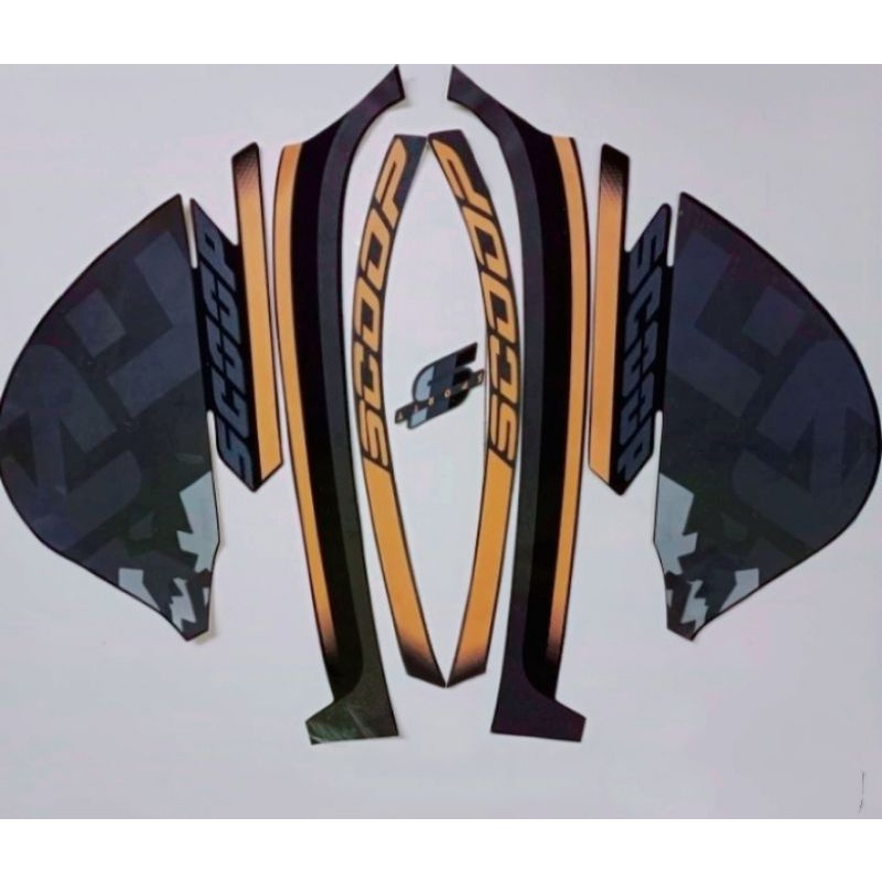 Stiker Striping Motor Honda Scoopy Sporty 2021 Black Gold