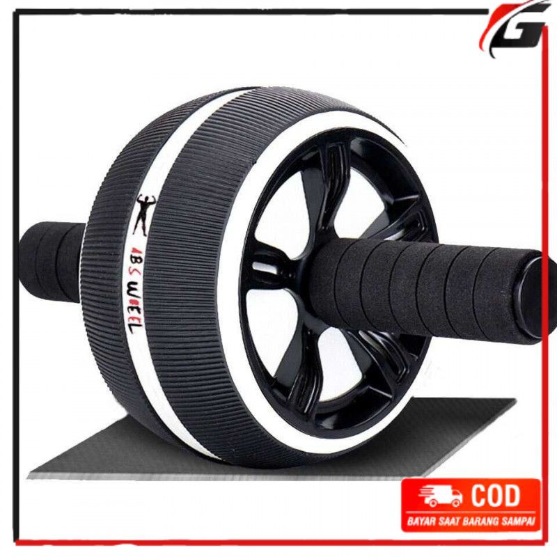 Wheel Sport Alat Gym Fitness Abdominal Exercise Hitam Putih