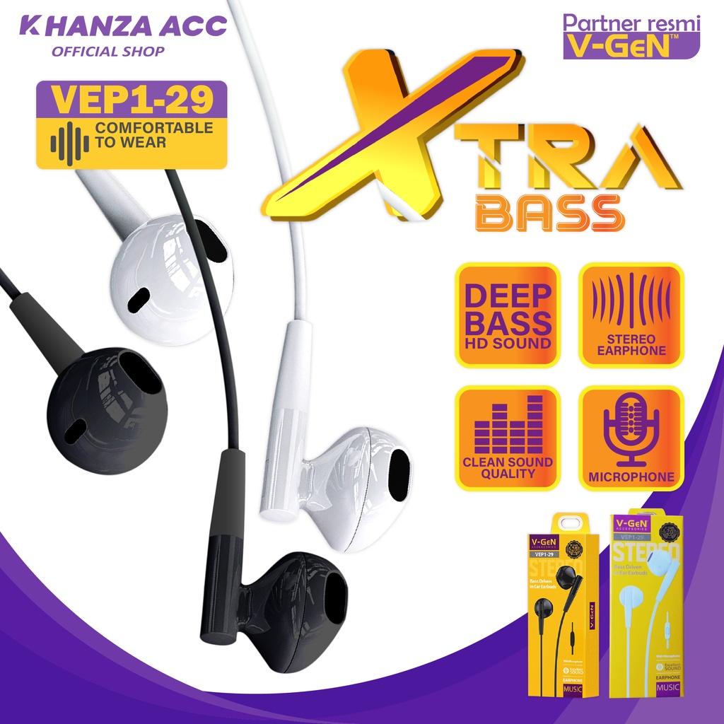 KHANZAACC VGEN VEP1-29 Wired Earphone Xtra Bass