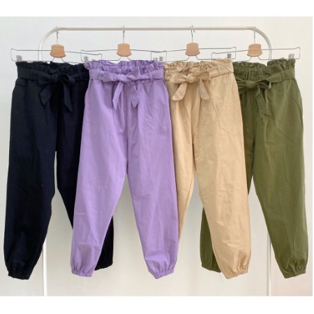 Baggy Jogger Pants With Ribbon Belt