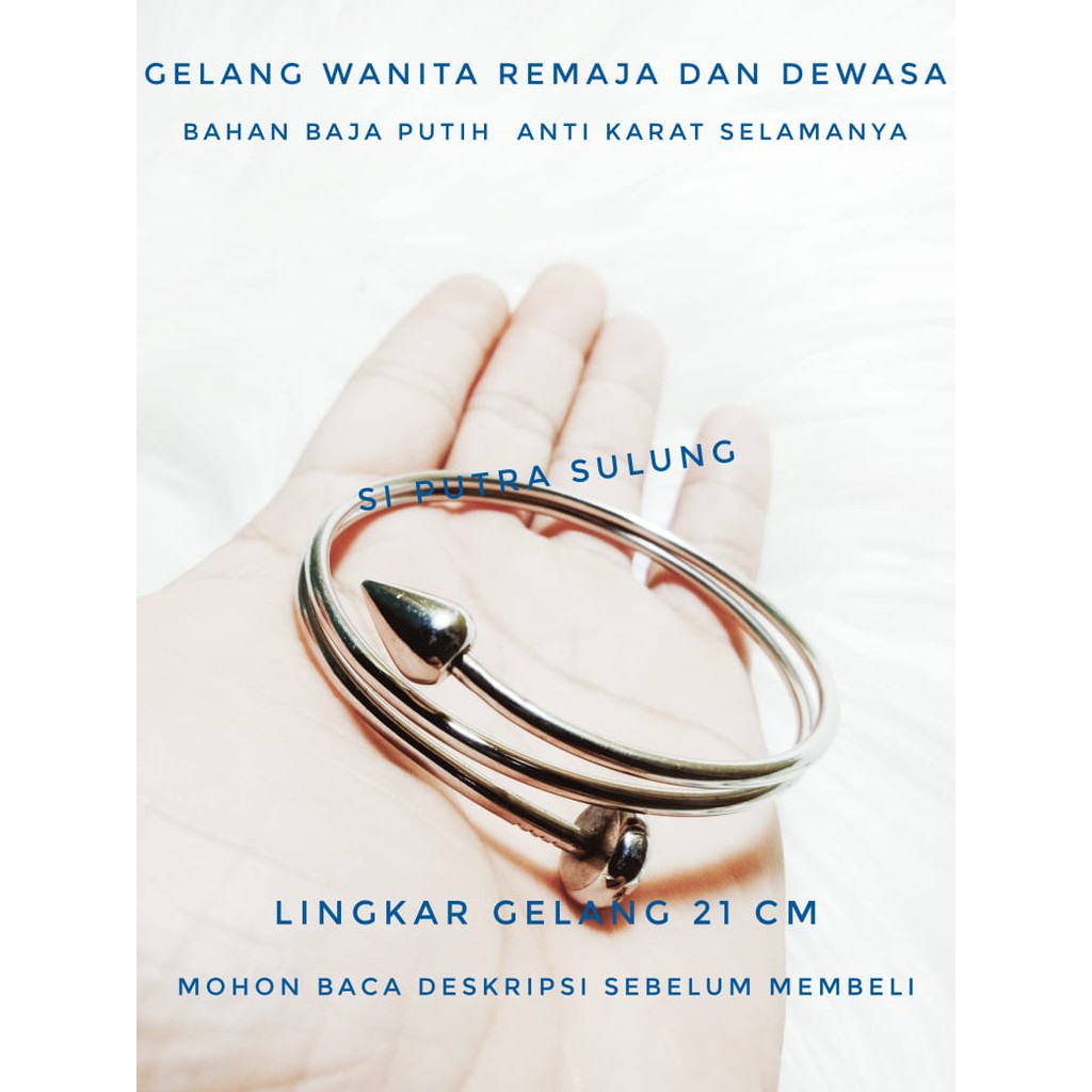 GELANG BAJA PUTIH DEWASA ANTI KARAT SELAMANYA