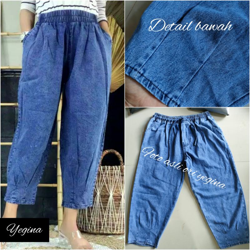 Icado JUMBO STANDAR  baggy 7/9 jeans wash terbaru yegina/baggypants jumbo