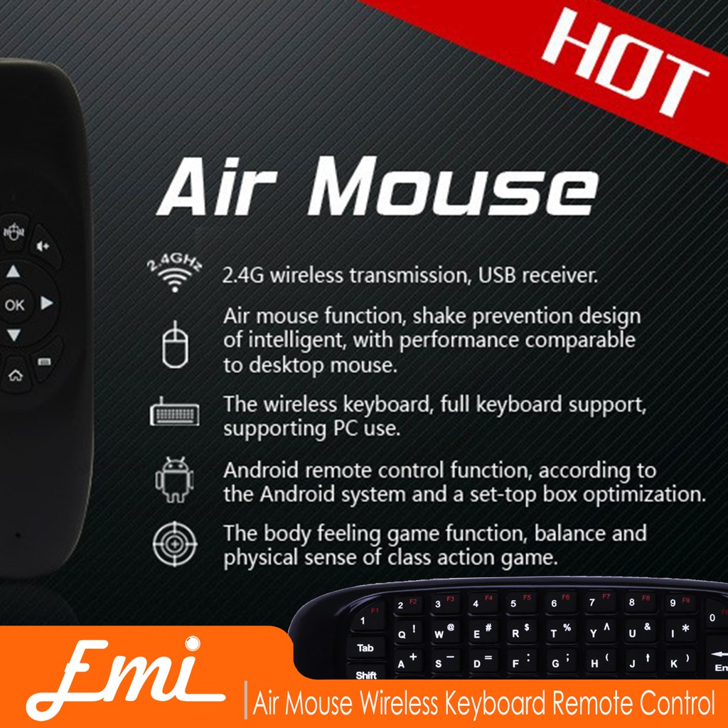 C120 2.4G Air Mouse Wireless Keyboard Remote Control For Android tv