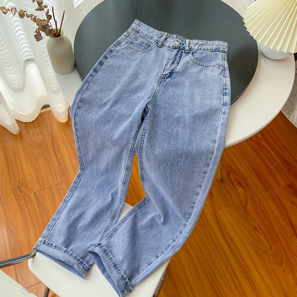 Biru Highwaist Kulot Celana Jeans panjang Wanita Kualitas premium