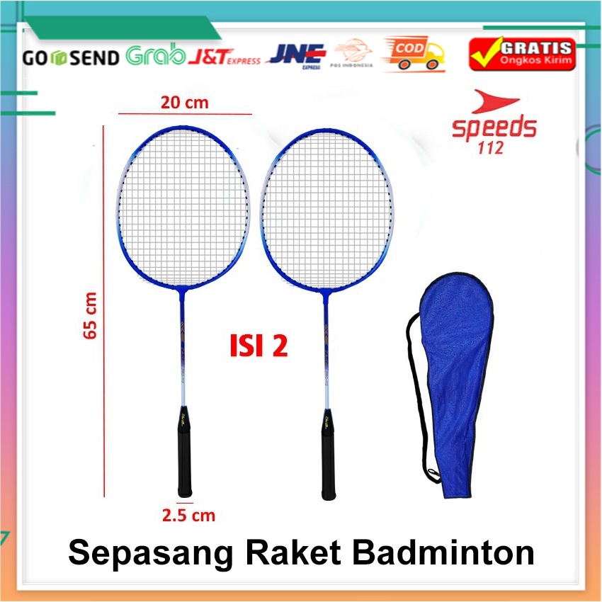Sepasang Raket Bulu Tangkis Free Tas Raket Badminton Original 1 Set isi 2pcs SPEEDS Type 032-206 BS 