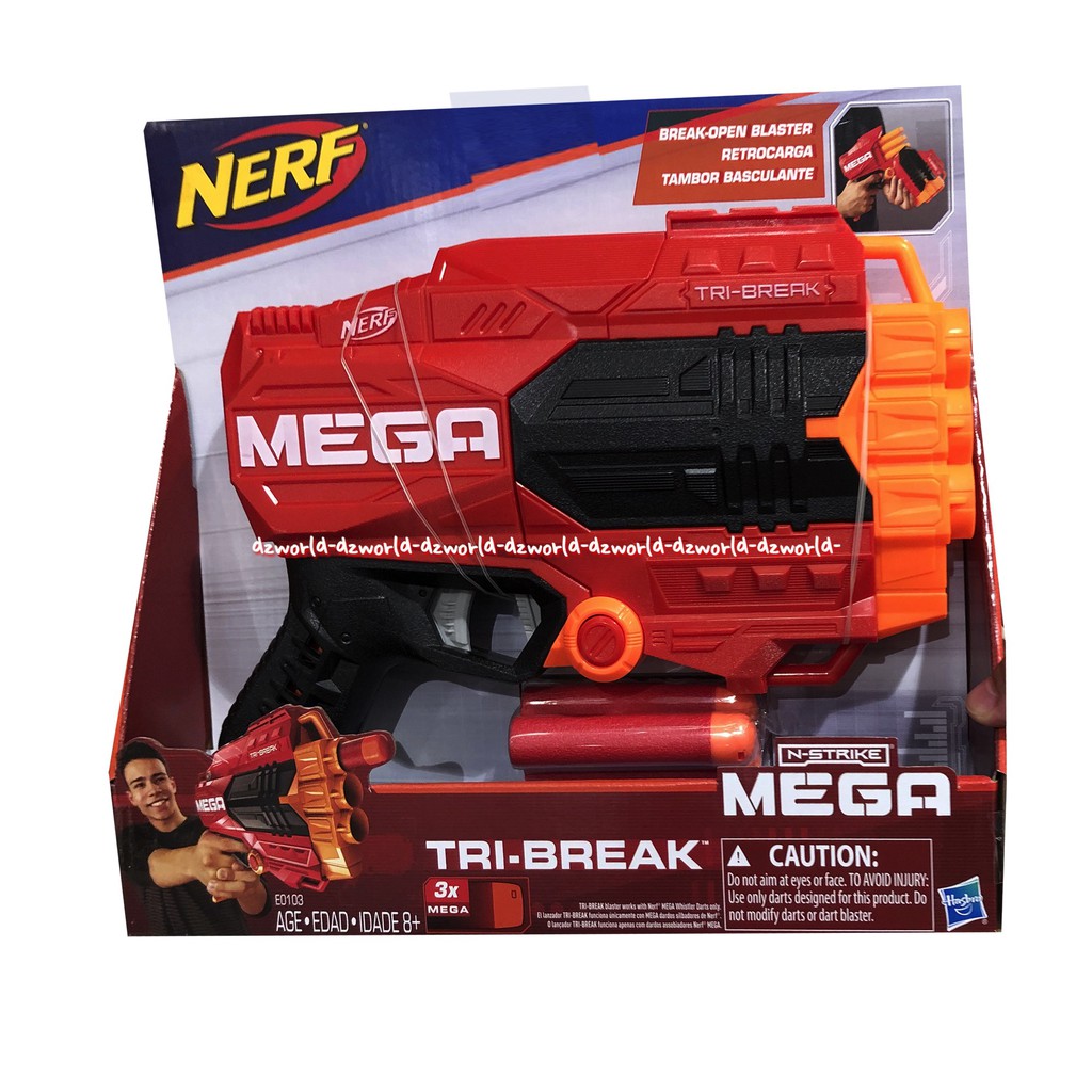 Nerf Mega n Strike Tribreak Pistol Mainan Dengan Peluru Busa