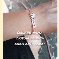 CUSTOM!!Gelang nama 3 varian custom dewasa anak anti karat termurah silver