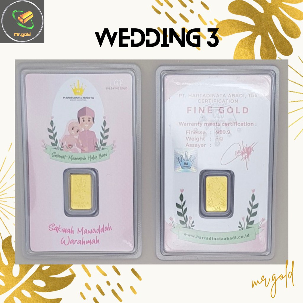 EMAS LOGAM MULIA MINI HARTADINATA ABADI 1 GRAM EDISI WEDDING 3 GIFT SERIES ACC LM HT GOLD / LM HRTA