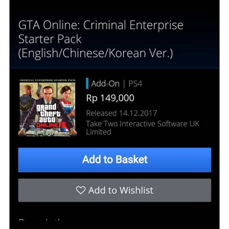 Jual Dlc Code Gta V Ps4 Criminal Enterprise Starter Pack Premium Edition Indonesia Shopee Indonesia