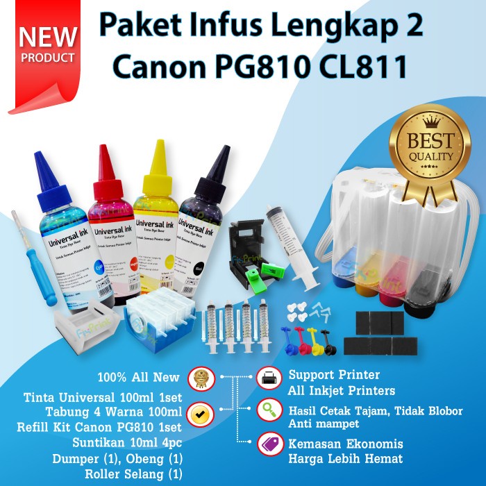 Paket Lengkap Infus Printer Canon iP2770 MP258 MP287 MP237 TS307 TS207