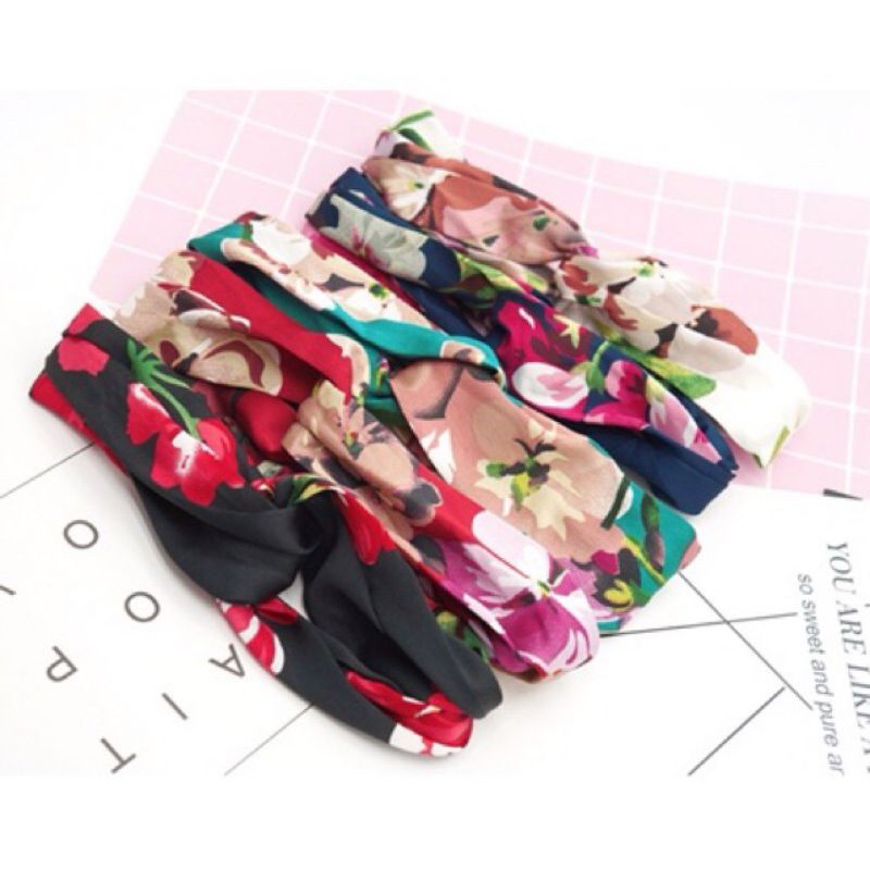 JY B9 BANDO KAIN WANITA MURAH HAIRBAND ELASTIS MOTIF BUNGA AKSESORIS RAMBUT WANITA