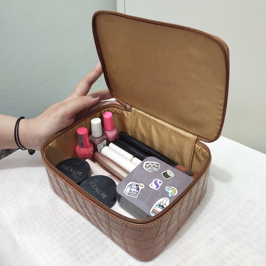 Beauty case kotak perhiasan box make up travel organizer mini tas kosmetik kecil pouch makeup kulit sintetis