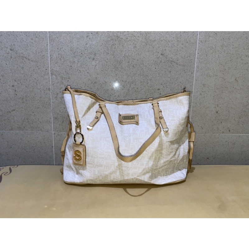 TAS TOTE BAG SISLEY ORIGINAL - WHITE CREAM LEATHER (signature)