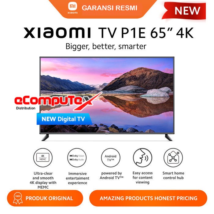 XIAOMI TV P1E 65 INCH SMART TV ANDROID UHD 4K MI HDR10 DOLBY VISION GARANSI RESMI