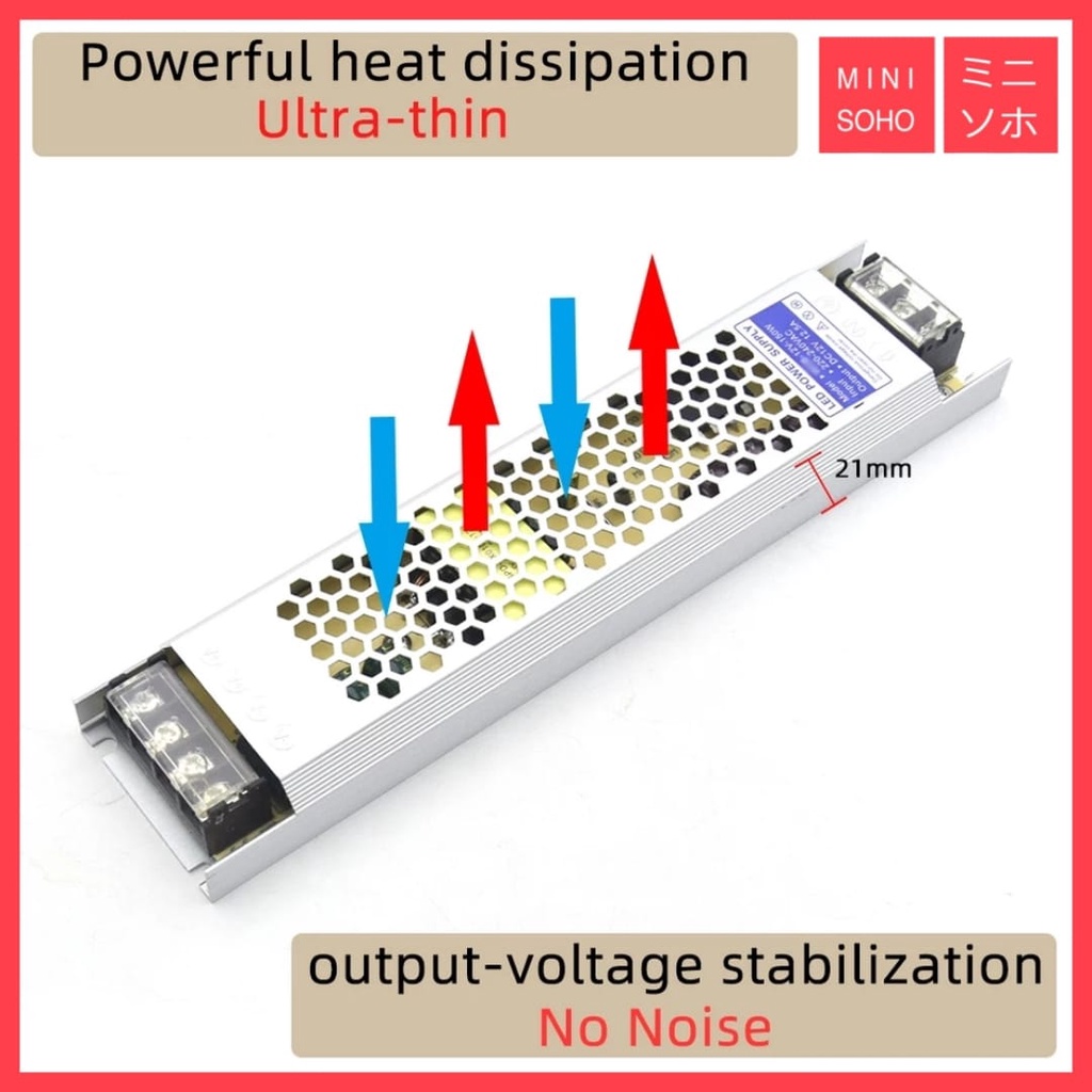 Power Supply Slim 12V 36W / 60W / 120W / 150W / 200W / 300W Watt 3A / 5A / 10A / 12.5A / 16.7A / 25A Trafo Indoor Light Box LED Strip