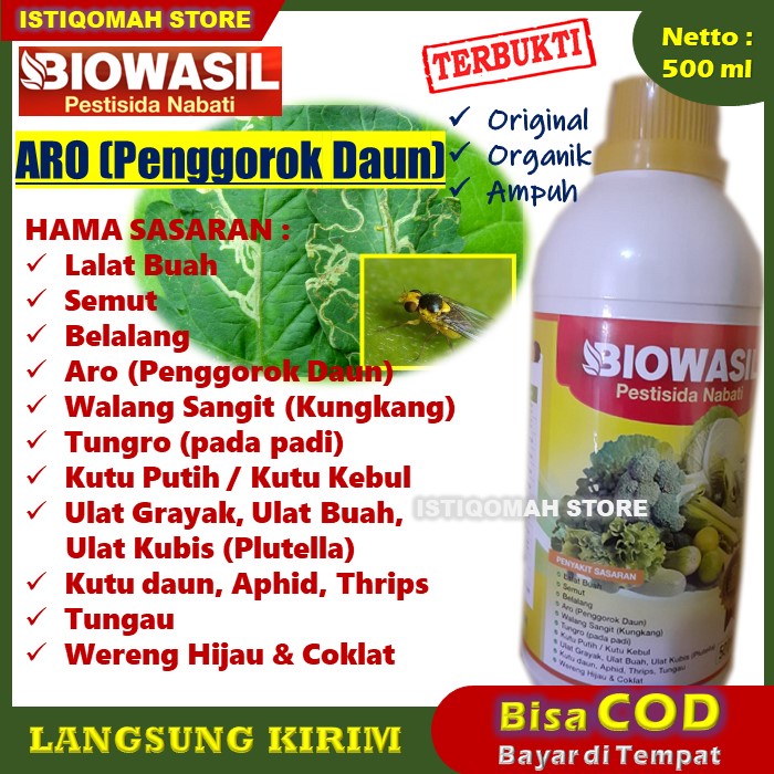 PROMO BIOWASIL 500ml Pestisida Nabati Obat Hama ARO (Penggorok Daun) untuk Semua Jenis Tanaman, Sayuran, Buah-buahan, Palawija, Tanaman Hortikultura, Tanaman Perkebunan, Tanaman Hias / Bunga, dll Paling Ampuh Laris MURAH Bisa COD Bayar di Tempat