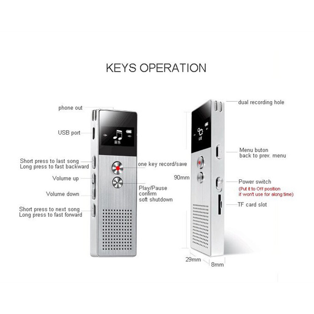 SK222 Perekam Suara Digital Meeting Super Slim Voice Recorder HIFI 8GB