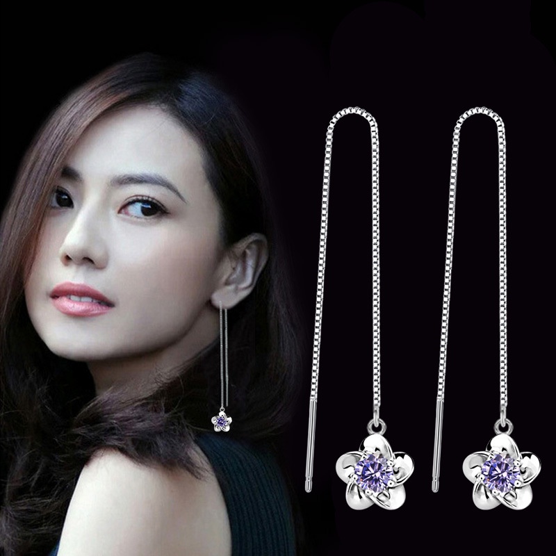 925 Perak Anting Anting Wanita Benang Mellow Perhiasan Fashion