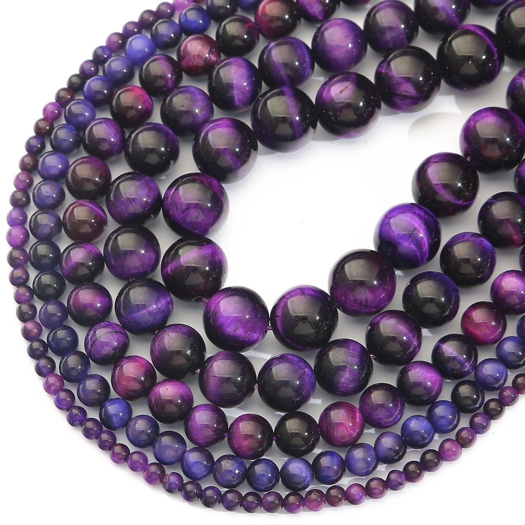 32-89 pcs Natural Purple Tiger Eye 4/6/8/10/12 MM Dipilih Batu Alam Bulat Beads Untuk Membuat Perhiasan Massal 38 CM/Strand