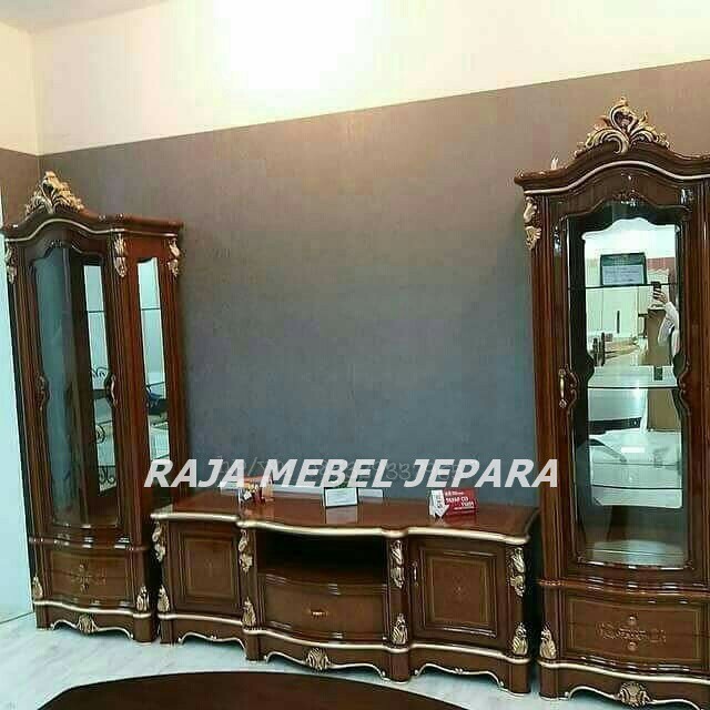 lemari tv pajangan mewah kayu jati jepara, furniture jepara