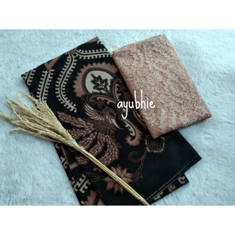 kain batik sogan halus pekalongan ayubhie mix brokat tile mutiara murah cordnely