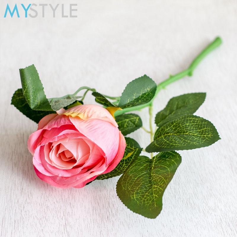 MYSTYLE BUNGA PLASTIK ROSE 287 BUNGA MAWAR SATUAN HIAS PLASTIC ARTIFICIAL BUNGA ARTIFISIAL MURAH-HOT PINK