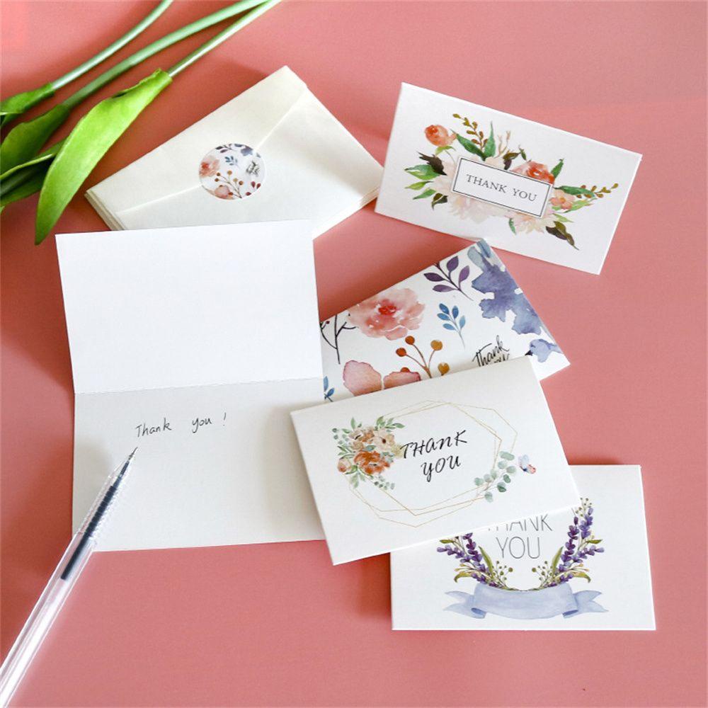 R-flower 6set Kartu Ucapan Terima Kasih DIY Lipat Stiker Amplop Flower Message Postcard