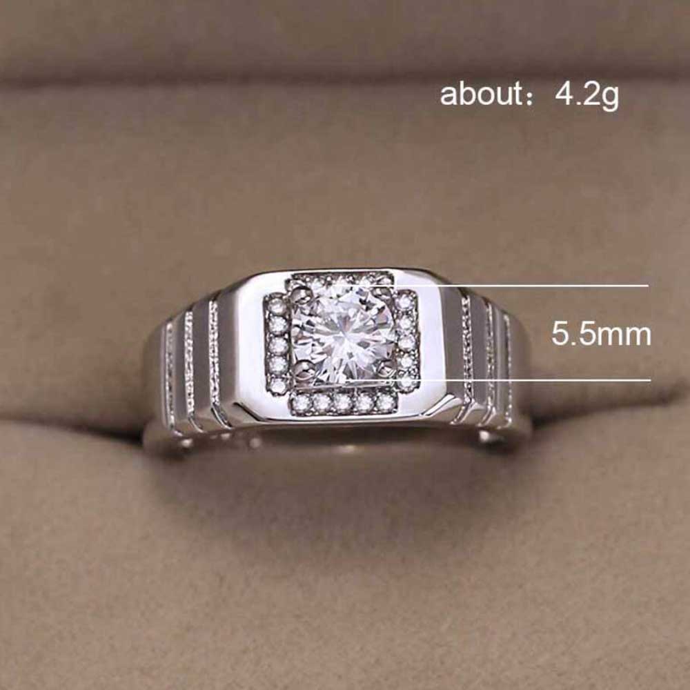 Cincin Pria S925 Perak Baja Titanium Berlian Zirkon Aksesoris Fashion Ring