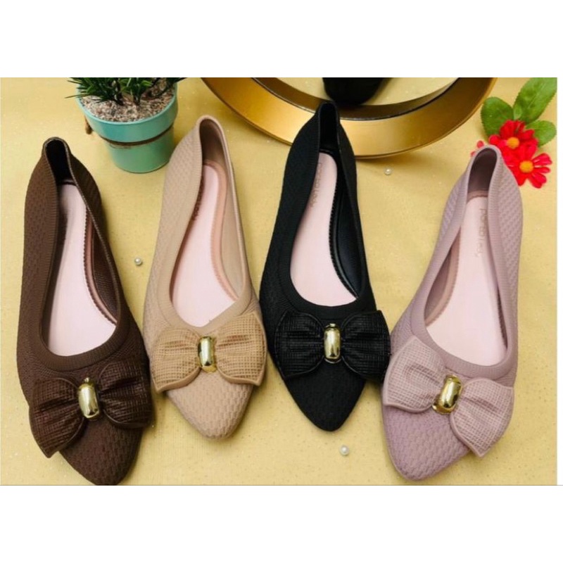 Sepatu Jelly Porto Lady BTS Sepatu Flat shoes Sepatu Motif Pita Terbaru