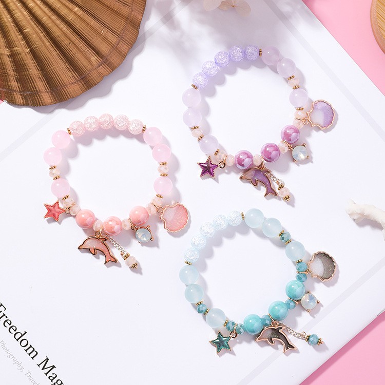 XiaoboACC Korean Fashion Marine Style Dolphin Shell Pentagram Crystal Bracelet