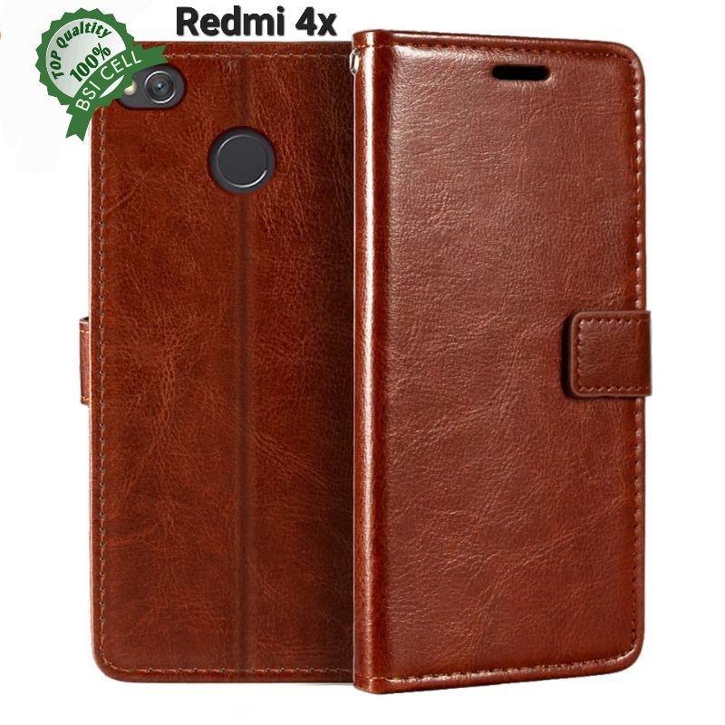 XIAOMI REDMI 4x LEATHER CASE SARUNG HP DOMPET KULIT FLIP COVER CASE