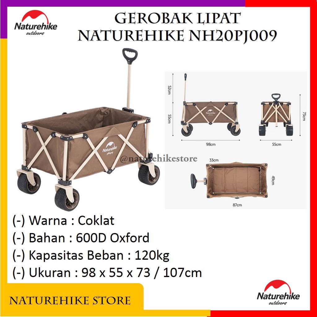 Gerobak Lipat Folding Trolley Troli Outdoor Portbale Camping Traveling Piknik Kapasitas Beban 120kg 