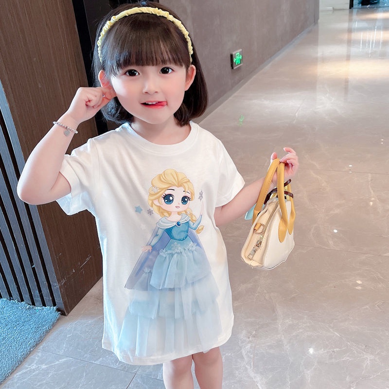 [PRINCESS KESLI] 1-9 Tahun Dress Kaos Anak Prempuan Cantik Long Short Gaun Kasual Lengan Pendek Image 5