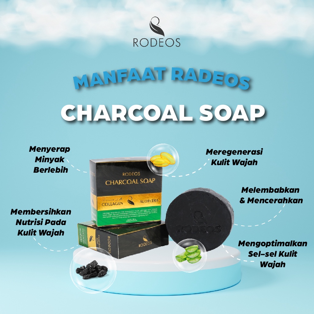 Rodeos Special Edition 4in1 FREE Handuk - Charcoal Soap Special Edisi Sabun Muka Pencerah Pelembab Wajah Atasi Jerawat Flek Hitam Komedo