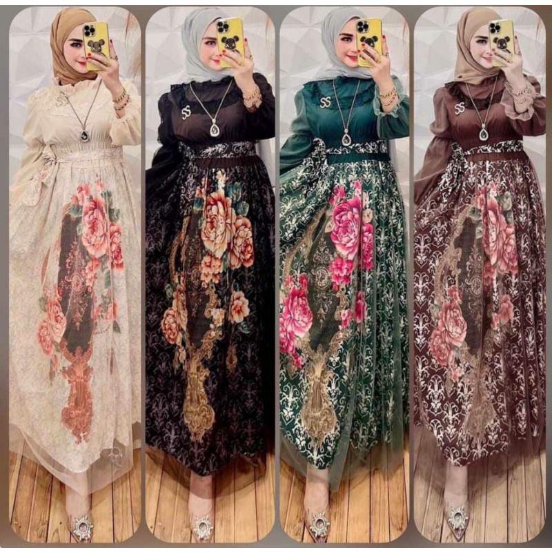 SORA Dress Gamis Rajut Kombinasi Import Premium High Quality