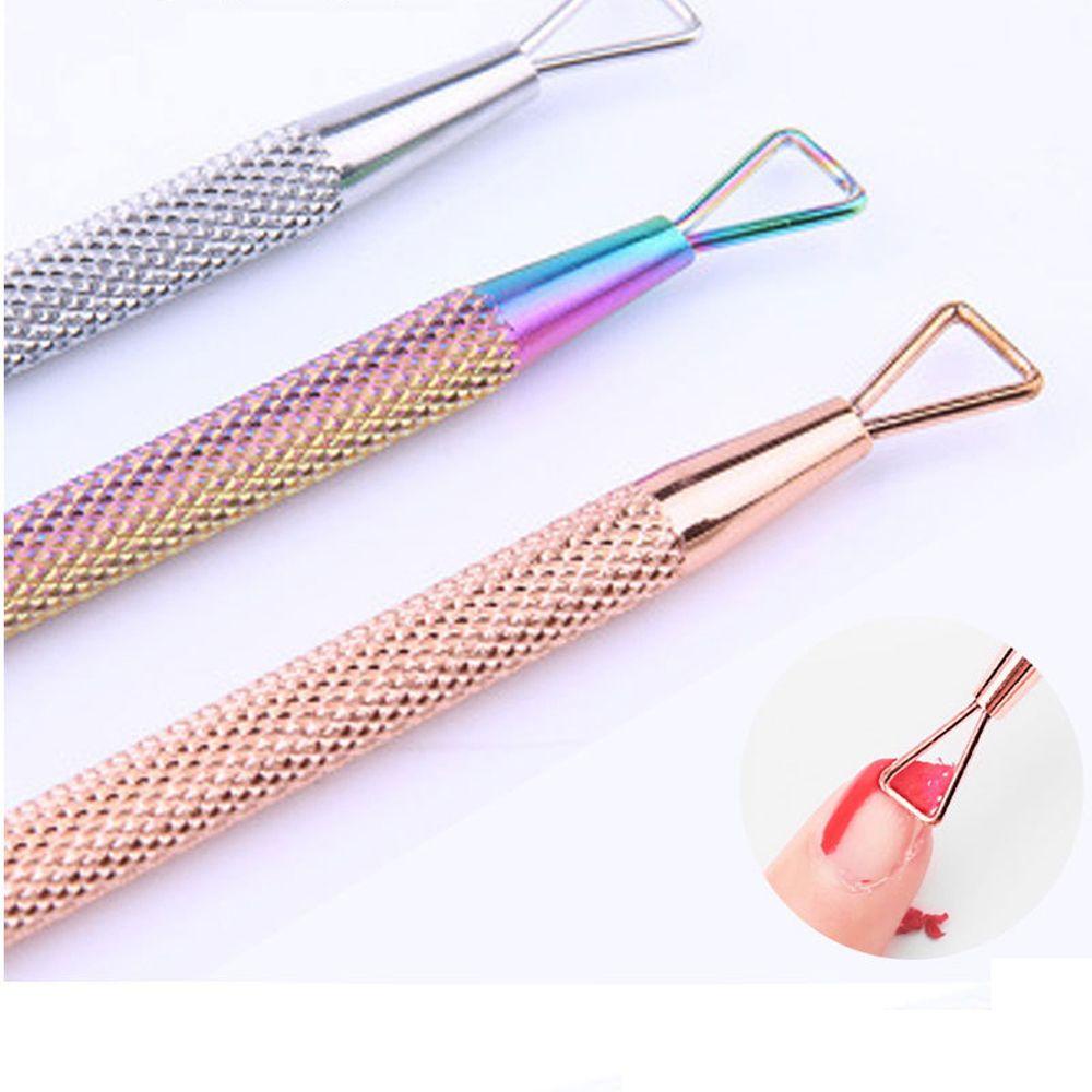 Mxbeauty 2pcs / set Alat Pembersih Kutikula Kuku Kepala Ganda Dengan Case Penyimpanan